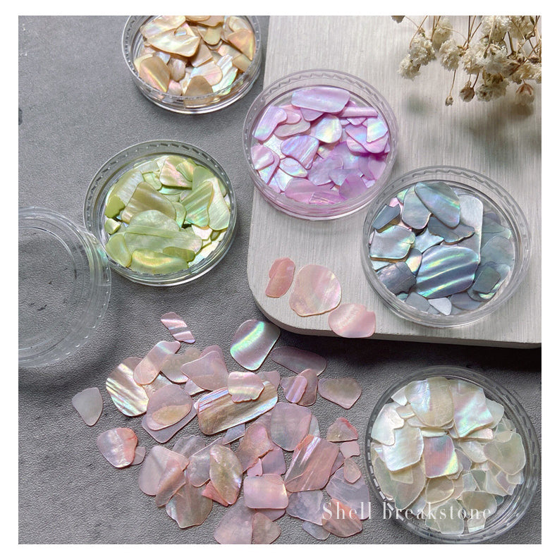 NZJ012 Nail art decorations charms manicure ultra-thin shell jewelry candy color irregular aurora natural shell