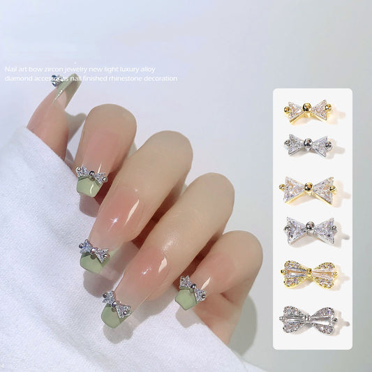 NZJ002 New Rhinestone Alloy Zircon Nail Art Decoration Bow Knot Diamond Jewelry