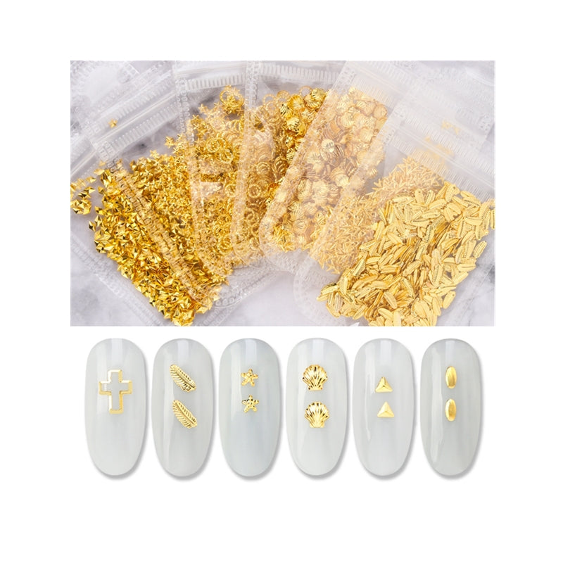 NRD004 1Bag Metal Rivets 3D Nail Decoration Gold Triangle Rectangles Alloy Studs DIY Manicure Wall Nail Art Decorations