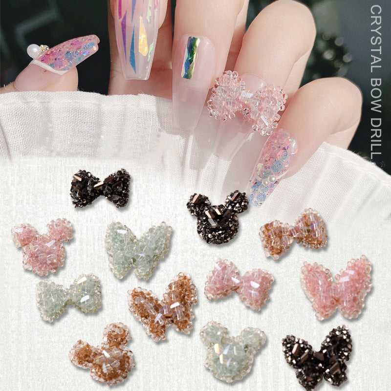 NDE047  ForLife 2021 new nail jewelry Japanese crystal bow handmade rhinestone butterfly Mickey 3D nail decoration