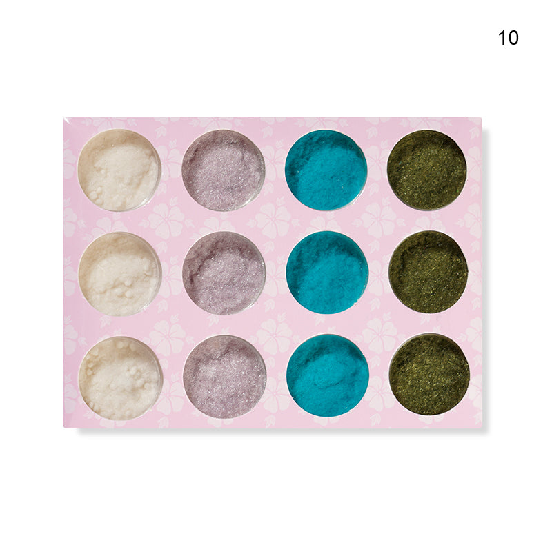 FNP067  New Designs Mixed Color 12 Pcs/set Plush Nail Decoration Powder