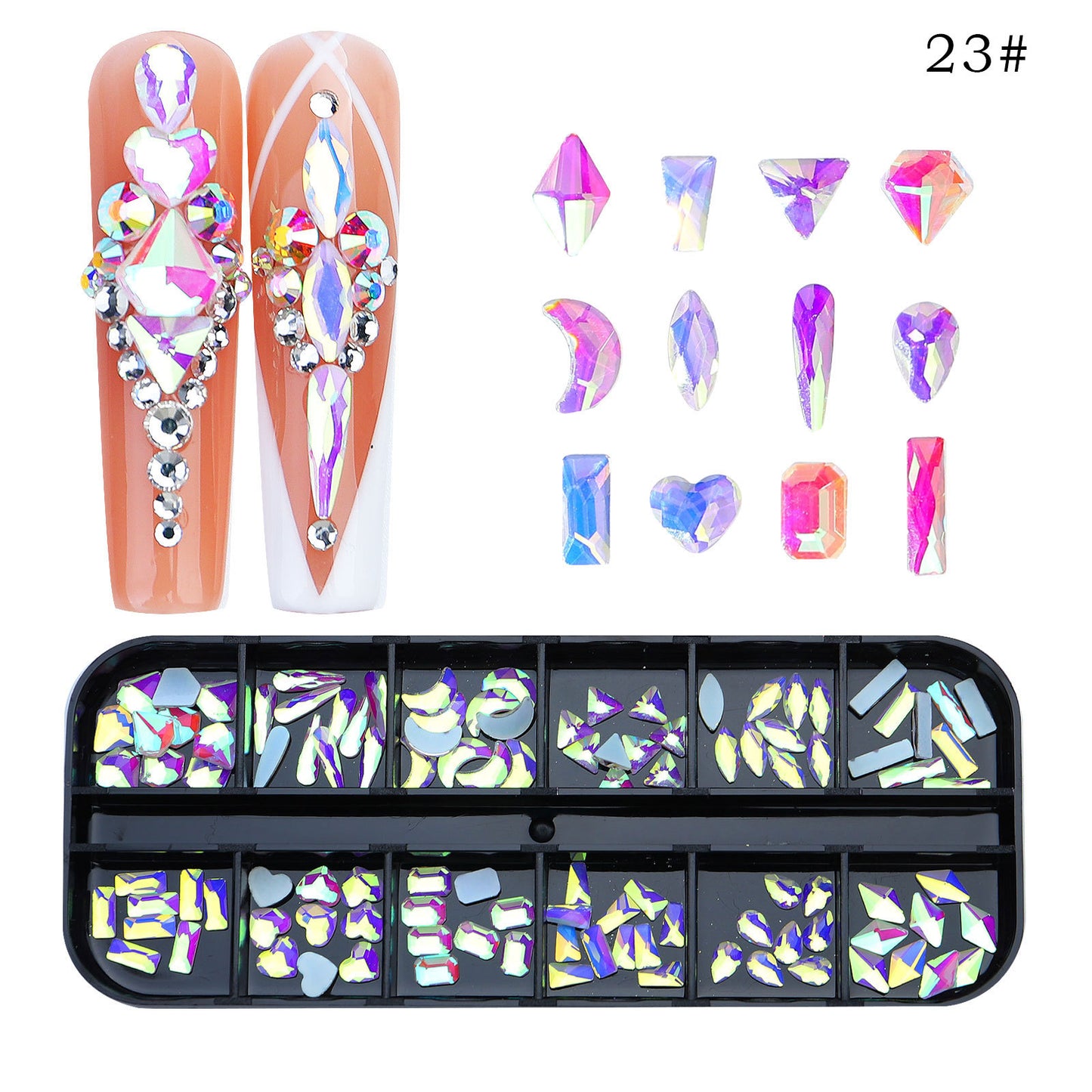 NRS027  ForLife Flat Bottom Glass Nail Rhinestones Decorations Crystal 3d Nail Art Accessories Shaped rhinestones