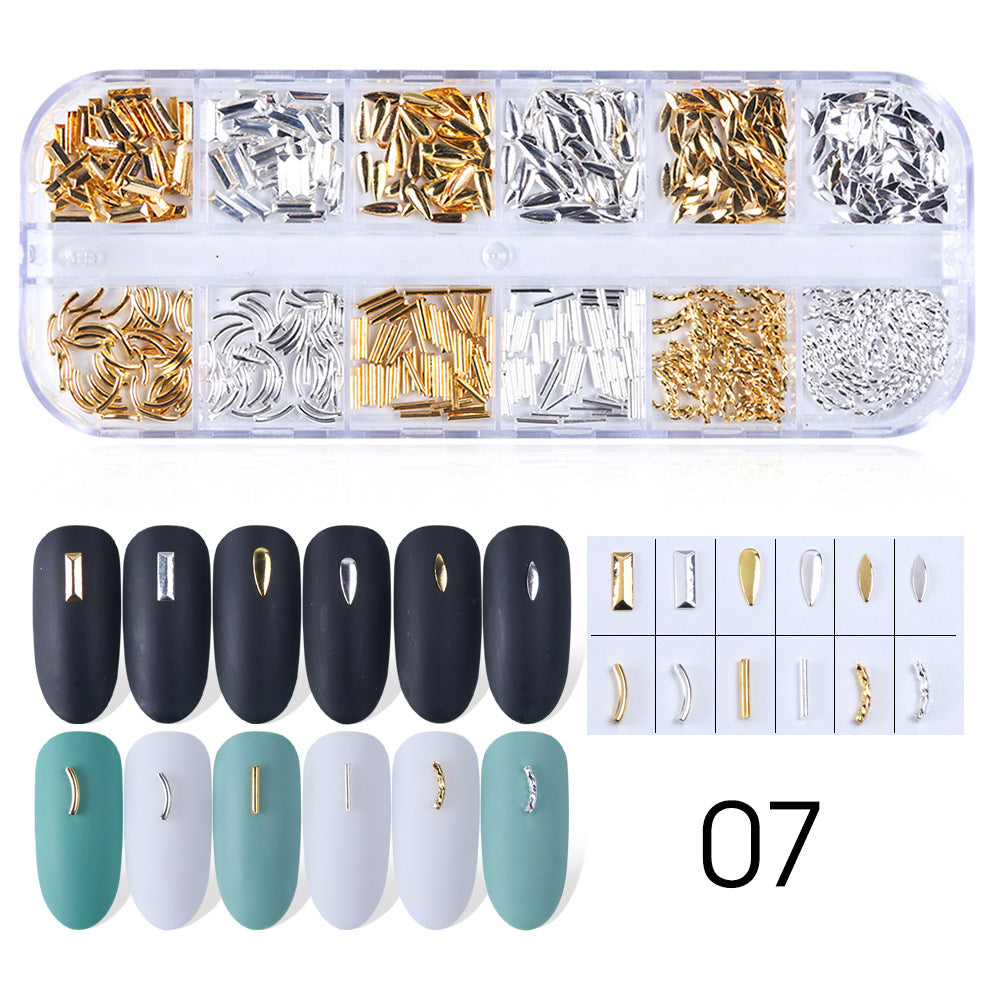 NRD005 Baroque Style Metal Jewelry Rivet Pearl Thin Section Light Nail Patch Gold Silver Rivets DIY Nail art Decoration