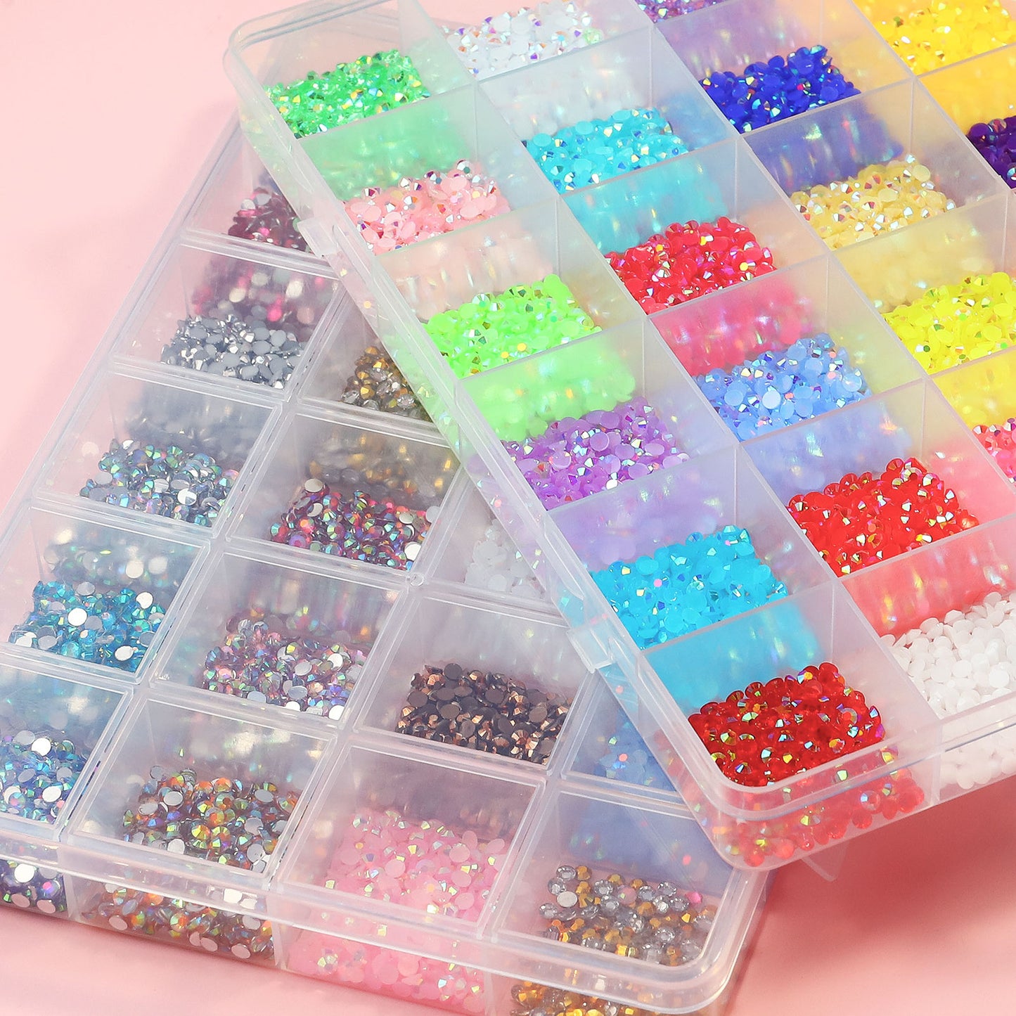 NRB019  Hot selling flat bottom resin rhinestones 24 grid fluorescent AB resin rhinestones diy jewelry accessories wholesale