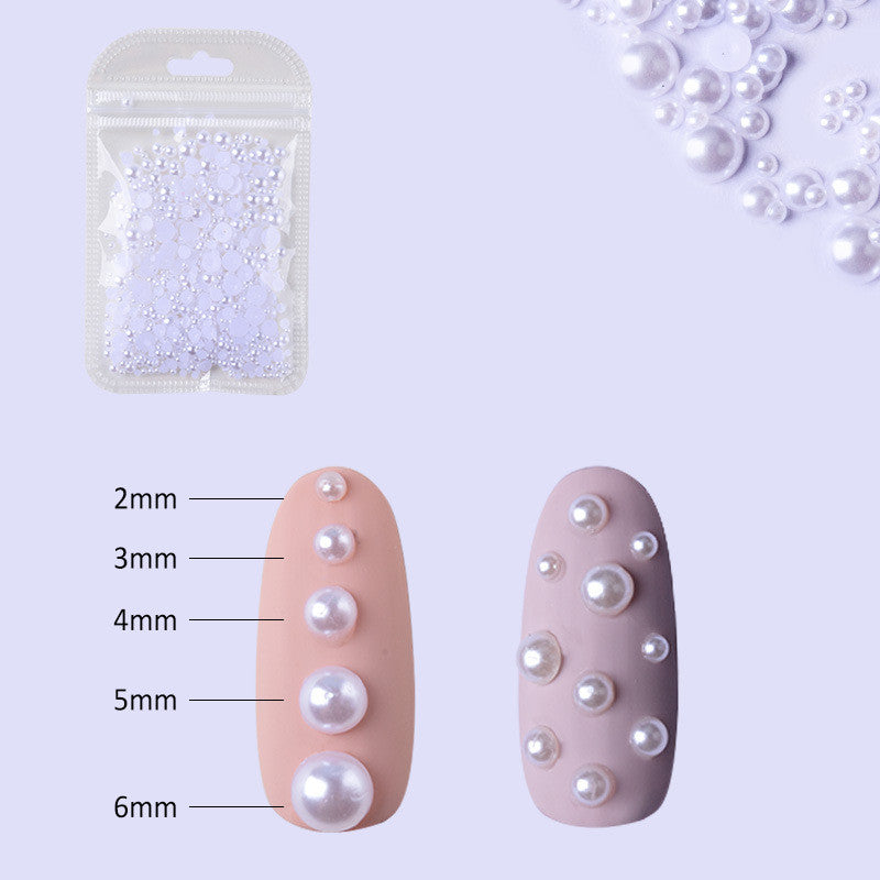 NDE018  ForLife Half Round Pearls Colorful Mixed Flatback Loose White Glue On Resin Beads DIY Jewelry Making Nails Art