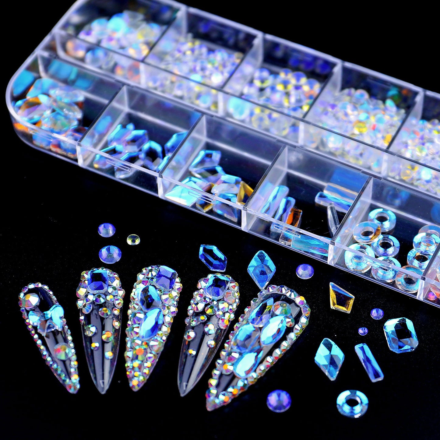 NRS027  ForLife Flat Bottom Glass Nail Rhinestones Decorations Crystal 3d Nail Art Accessories Shaped rhinestones