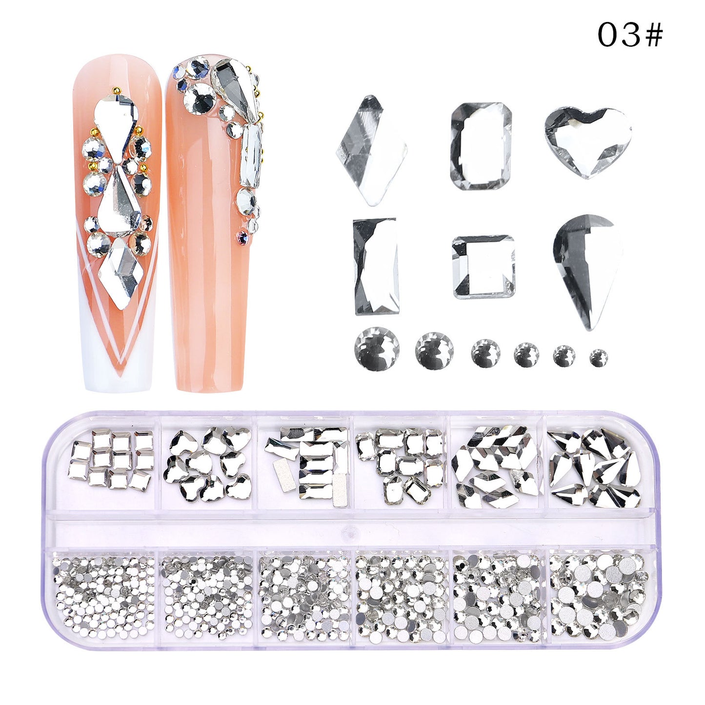 NRS027  ForLife Flat Bottom Glass Nail Rhinestones Decorations Crystal 3d Nail Art Accessories Shaped rhinestones