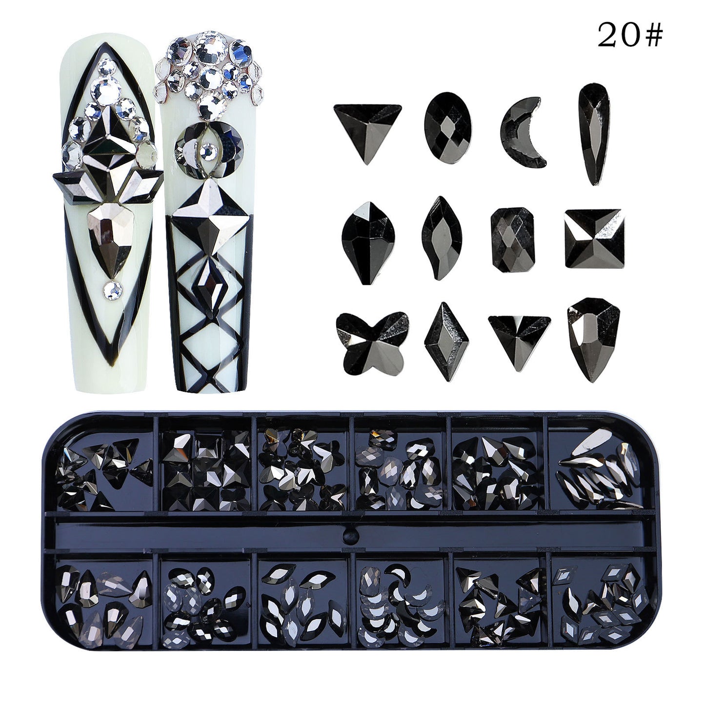 NRS027  ForLife Flat Bottom Glass Nail Rhinestones Decorations Crystal 3d Nail Art Accessories Shaped rhinestones