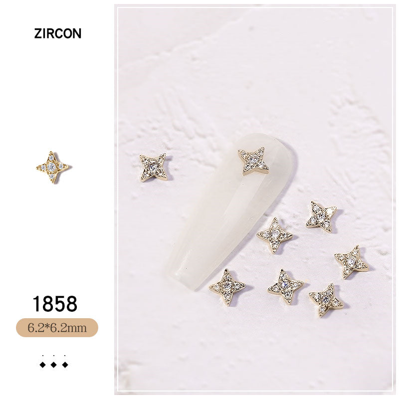 NZJ052  New Luxury Zircon Crystal Rhinestones For Nails Alloy Gold Nail Art Decorations Fashion Jewelry Ornaments