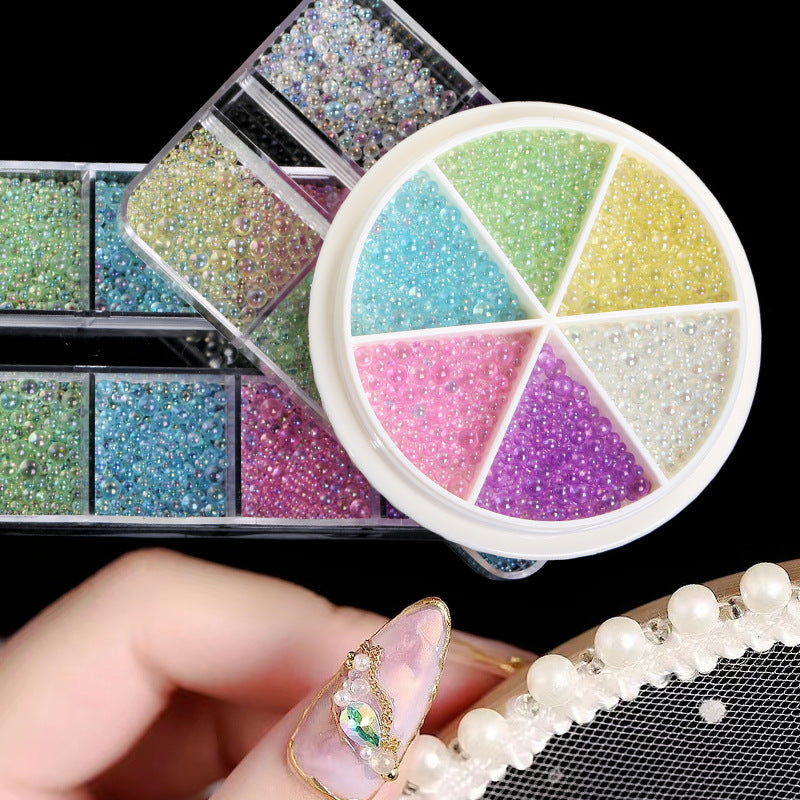 NRS030  New  Symphony bead glass 6 grid 12 grid manicure blister bubble beads DIY crystal nail art