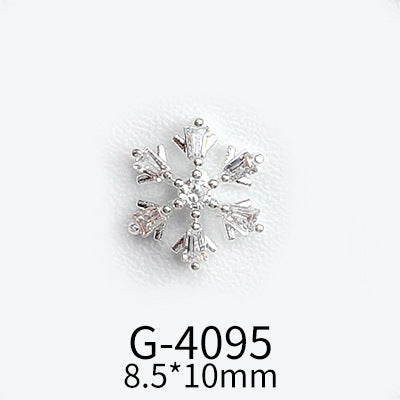 NZJ040  Christmas Nail Art Zircon Charms 3D Snowflake Nail Glitter Sticker Supplies Accessories Shiny Xtmas Nail Rhinestones Jewelry