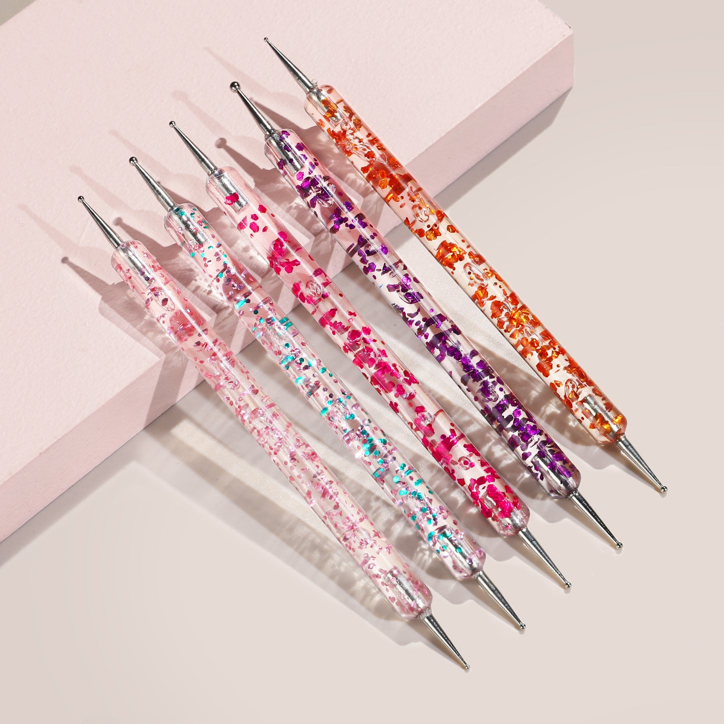 NBR036  Sequin Handle Nail Art Brush Dotting Pen Painting Line UV Gel Polish Design Manicure Accessory Tools