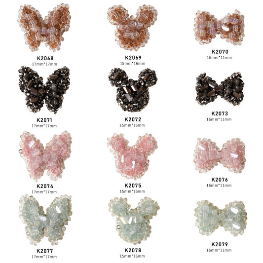 NDE047  ForLife 2021 new nail jewelry Japanese crystal bow handmade rhinestone butterfly Mickey 3D nail decoration