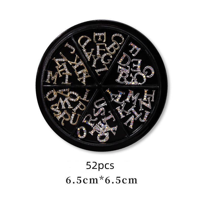 NZJ066  New 26-letter alloy diy jewelry gold and silver diamond-encrusted letter nail jewelry