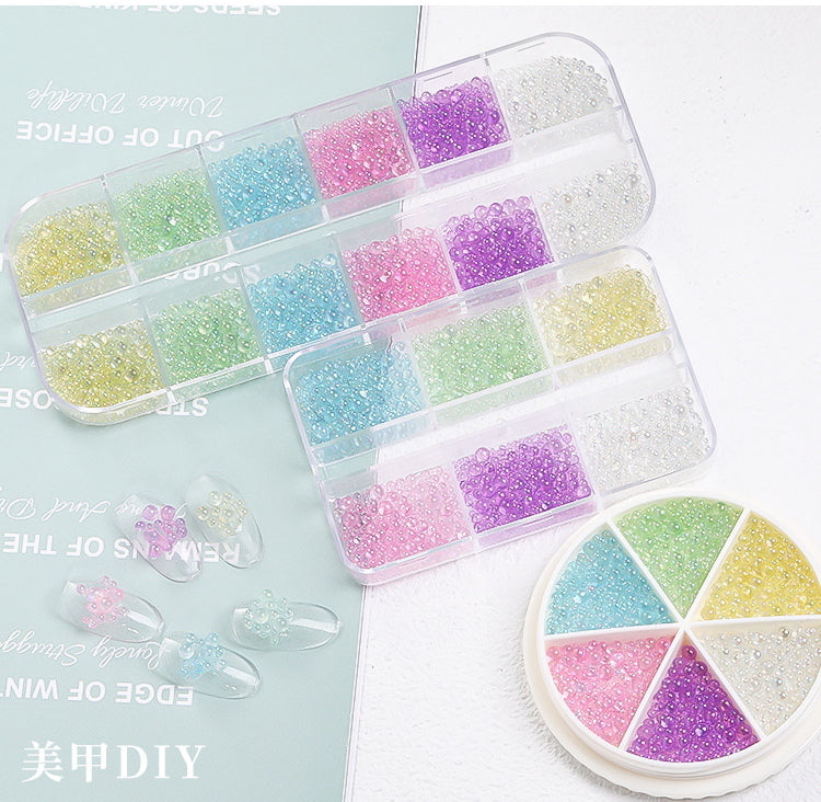 NRS030  New  Symphony bead glass 6 grid 12 grid manicure blister bubble beads DIY crystal nail art