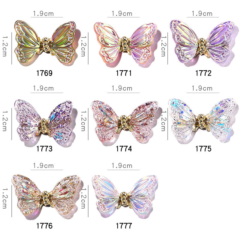 NDE042  ForLife 3D Aurora Simulation Flying Butterfly Nail Art Decorations Luxury Crystal Zircon Nail Jewelry