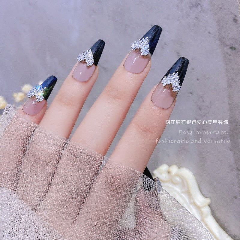 NZJ058  New Nail Art Love Heart Diamond Jewelry Japanese Shiny Heart Shaped Zircon Nail Decoration Diamond Accessories