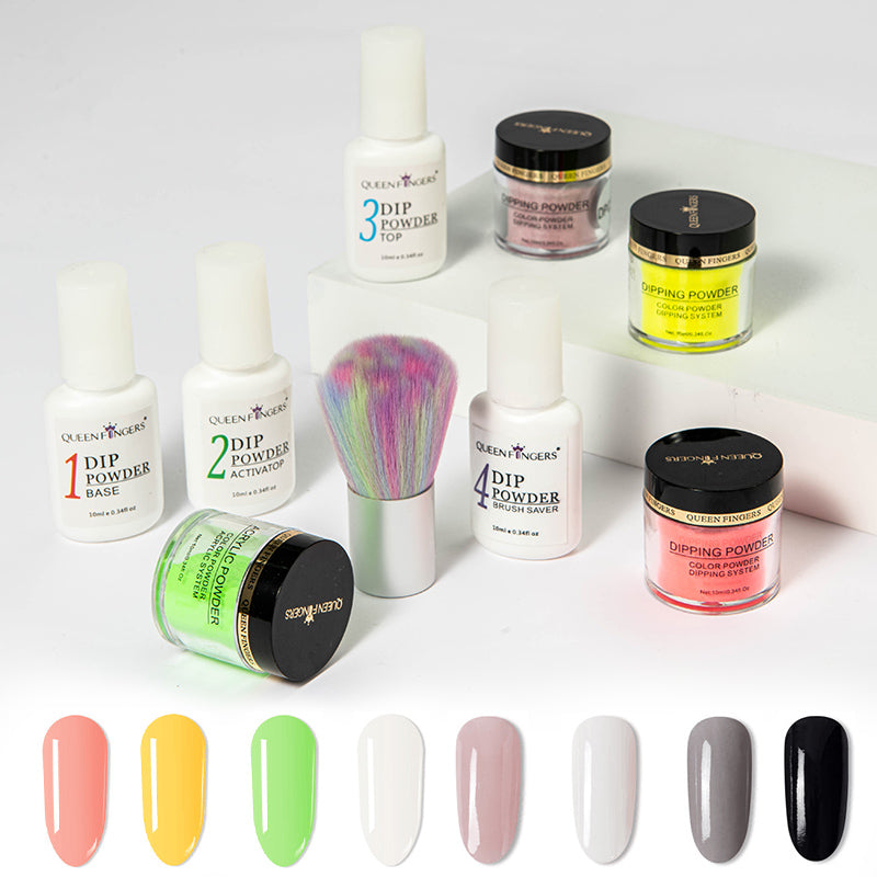 FNP081  New nail gel infiltrated dipping powder set tool combination and Pigment Acrylic custom color selection for nail art decoration