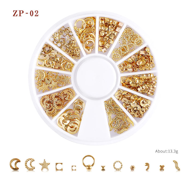 NRD007 3d Ocean Nail Art Studs Gold Charms Summer Sea Metal Alloy Rivets Shell Starfish Hollow Star decoration nails