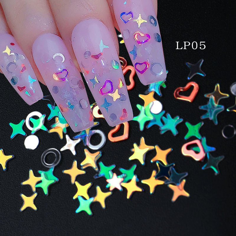 NDE045  New Nail Art Love Heart Sequins Symphony Laser Sparkle Small Red Heart Nails Ultra-thin Peach Heart Patch Jewelry