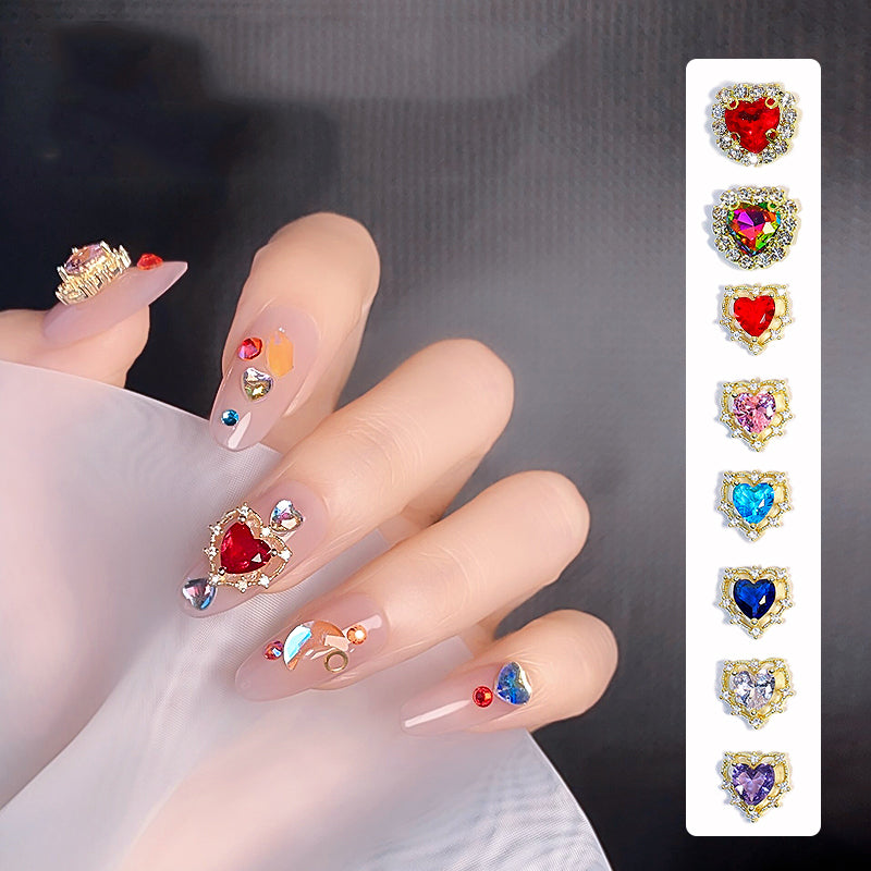 NZJ008 Diamond Zircon Nail Art Colorful Zircon Gem Jewelry Vintage Love Jewelry