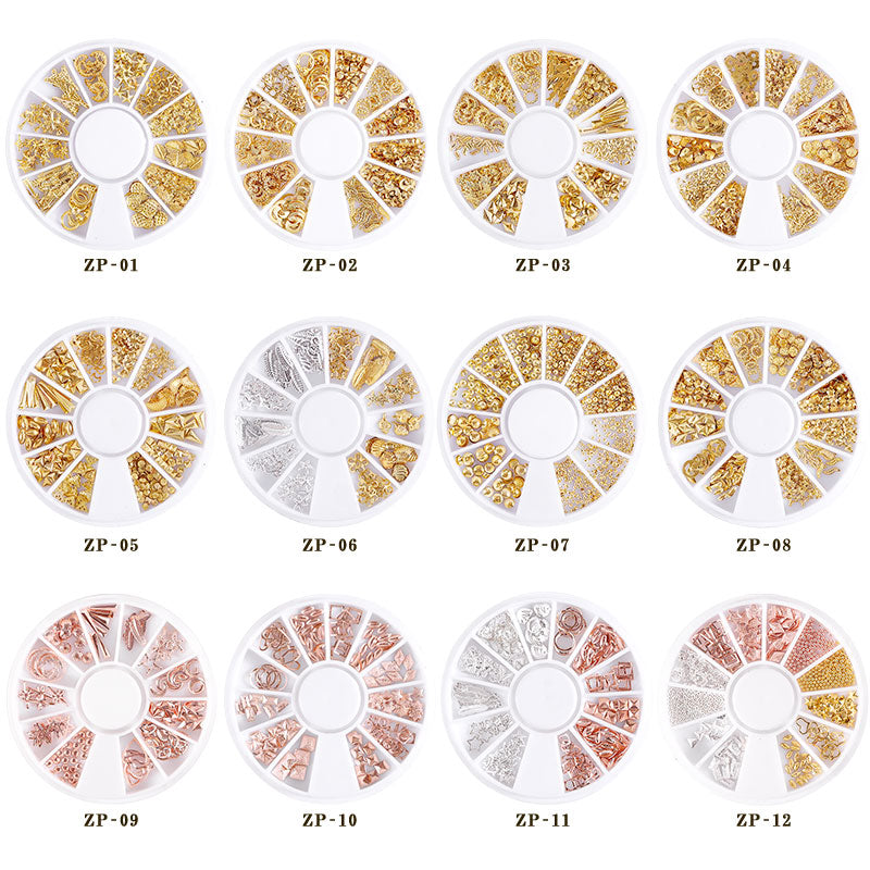 NRD007 3d Ocean Nail Art Studs Gold Charms Summer Sea Metal Alloy Rivets Shell Starfish Hollow Star decoration nails