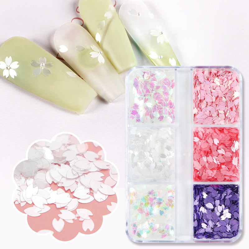 NDE065  Newest Flower Steel Ball Nail Art Accessories Ultra Thin Cherry Blossom Petals Sequins