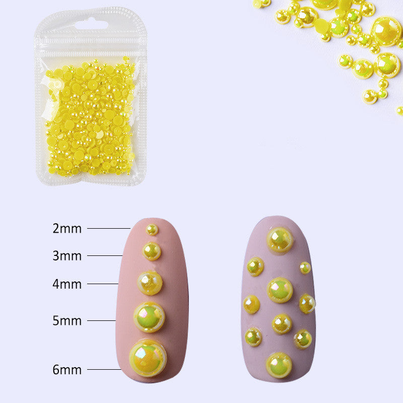 NDE018  ForLife Half Round Pearls Colorful Mixed Flatback Loose White Glue On Resin Beads DIY Jewelry Making Nails Art