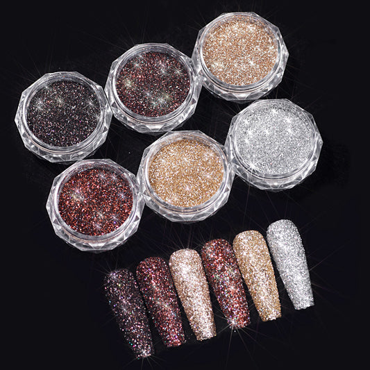 FNP074  Wholesale Broken Diamond Nail Powder Silvery Gold Crystal Nail Powder For Nail Decoration