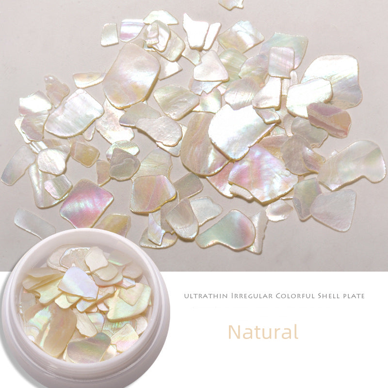 NZJ012 Nail art decorations charms manicure ultra-thin shell jewelry candy color irregular aurora natural shell