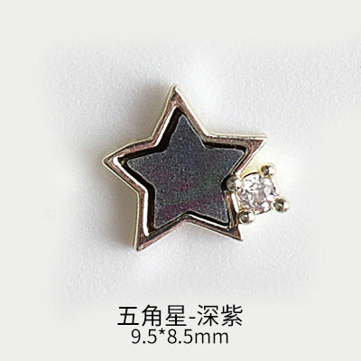 NZJ043  New nail art shell love jewelry metal accessories nail decoration diamond alloy jewelry