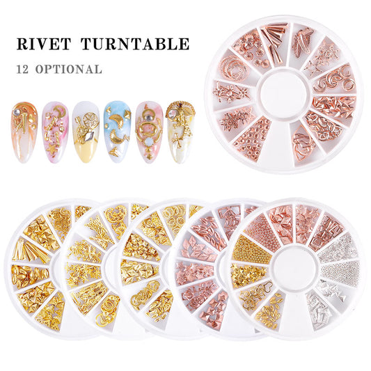 NRD007 3d Ocean Nail Art Studs Gold Charms Summer Sea Metal Alloy Rivets Shell Starfish Hollow Star decoration nails