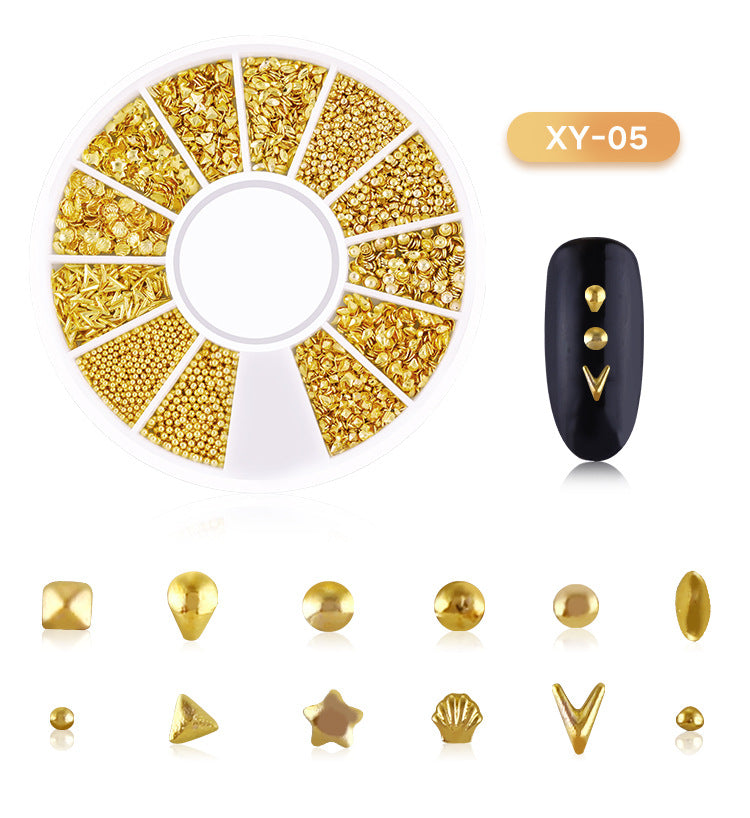 NRD003 3d Ocean Nail Art Studs Gold Charms Summer Sea Metal Alloy Rivets Shell Star Starfish Hollow Star decoration nails