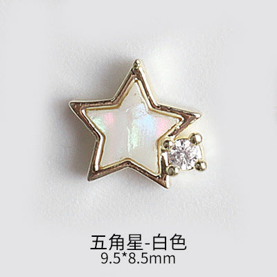 NZJ043  New nail art shell love jewelry metal accessories nail decoration diamond alloy jewelry