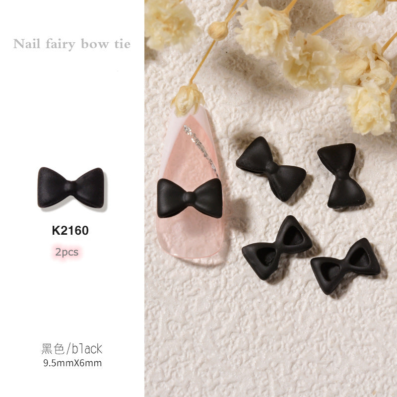 NDE043  2 pcs of nail art bows Japanese simple nail decorations fairy frosted 3D small bow tie nail accessories