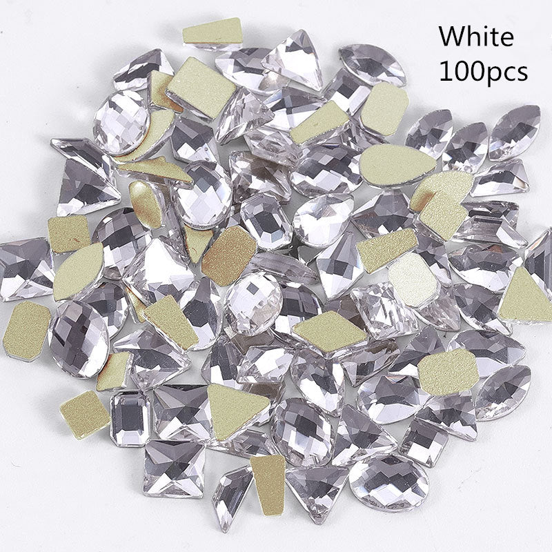 NRS003  ForLife Pear Nail Mix Color Rhinestones Gems Diamond Gold Bottom Flat Back Strass Stone 3D Charms Nails Accessories