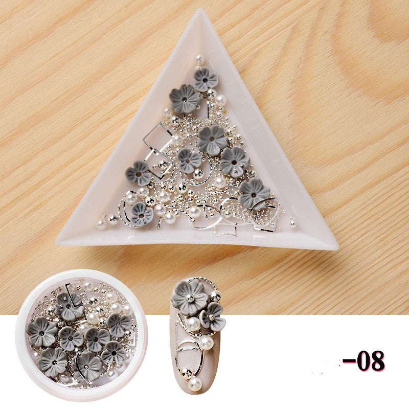 NDE015  ForLife 3D Nail Art Rhinestones Decoration Five Petals Flower Gold Pearls Decorations Nail Art Sticker Tool Manicure Art