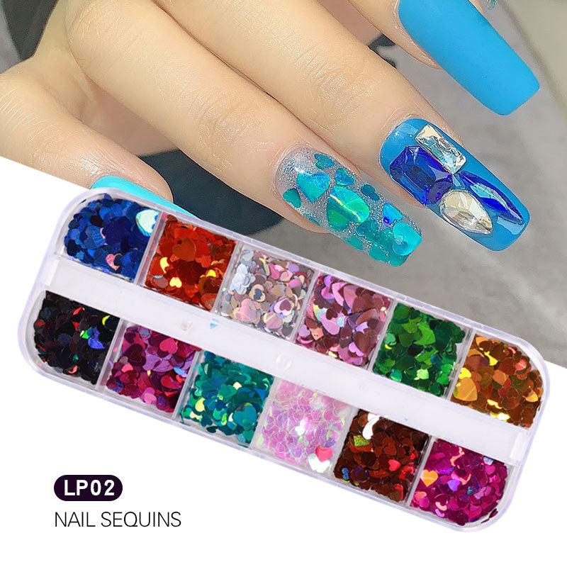 NDE045  New Nail Art Love Heart Sequins Symphony Laser Sparkle Small Red Heart Nails Ultra-thin Peach Heart Patch Jewelry