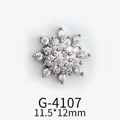 NZJ040  Christmas Nail Art Zircon Charms 3D Snowflake Nail Glitter Sticker Supplies Accessories Shiny Xtmas Nail Rhinestones Jewelry