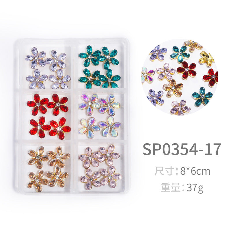 NZJ064  New Snake Planet Zircon Rhinestone Six-Grid Alloy Jewelry Wholesale 2022 New Nail Art Alloy Jewelry Vintage big drill pile drill