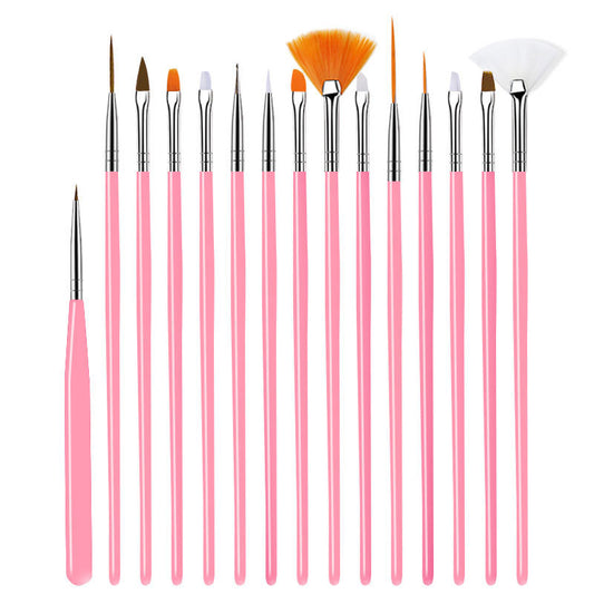 NBR029  ForLife Professional Salon Nail Set 15pcs Painted Carving Pens Nail Brush Nail Tools