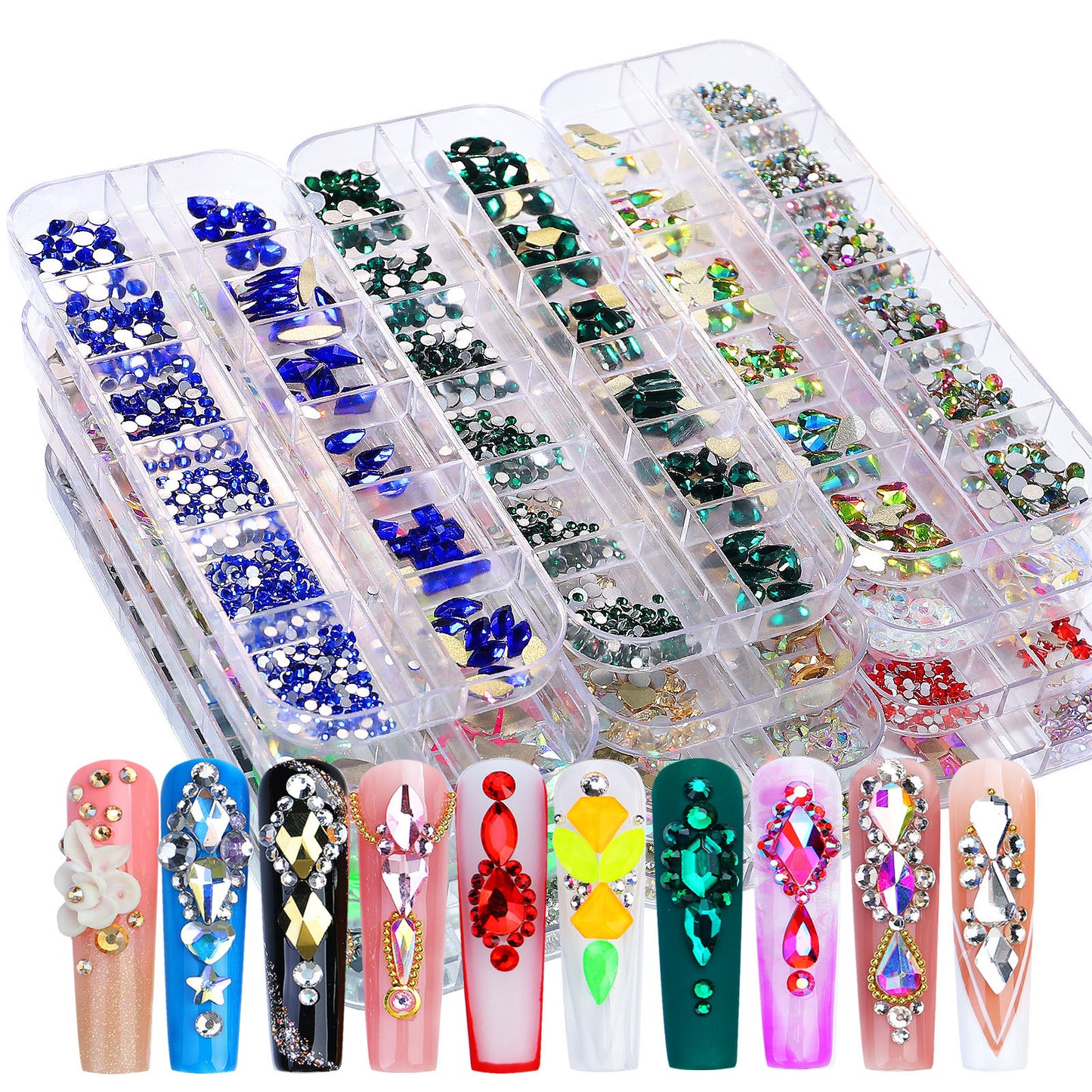 NRS027  ForLife Flat Bottom Glass Nail Rhinestones Decorations Crystal 3d Nail Art Accessories Shaped rhinestones