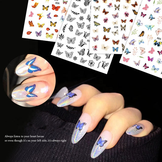 NS5D019  ForLife Self Adhesive Nail Sticker butterfly Avocado Decals Manicure 5D Nail sticker for Fingernails Toenails Nail Tips