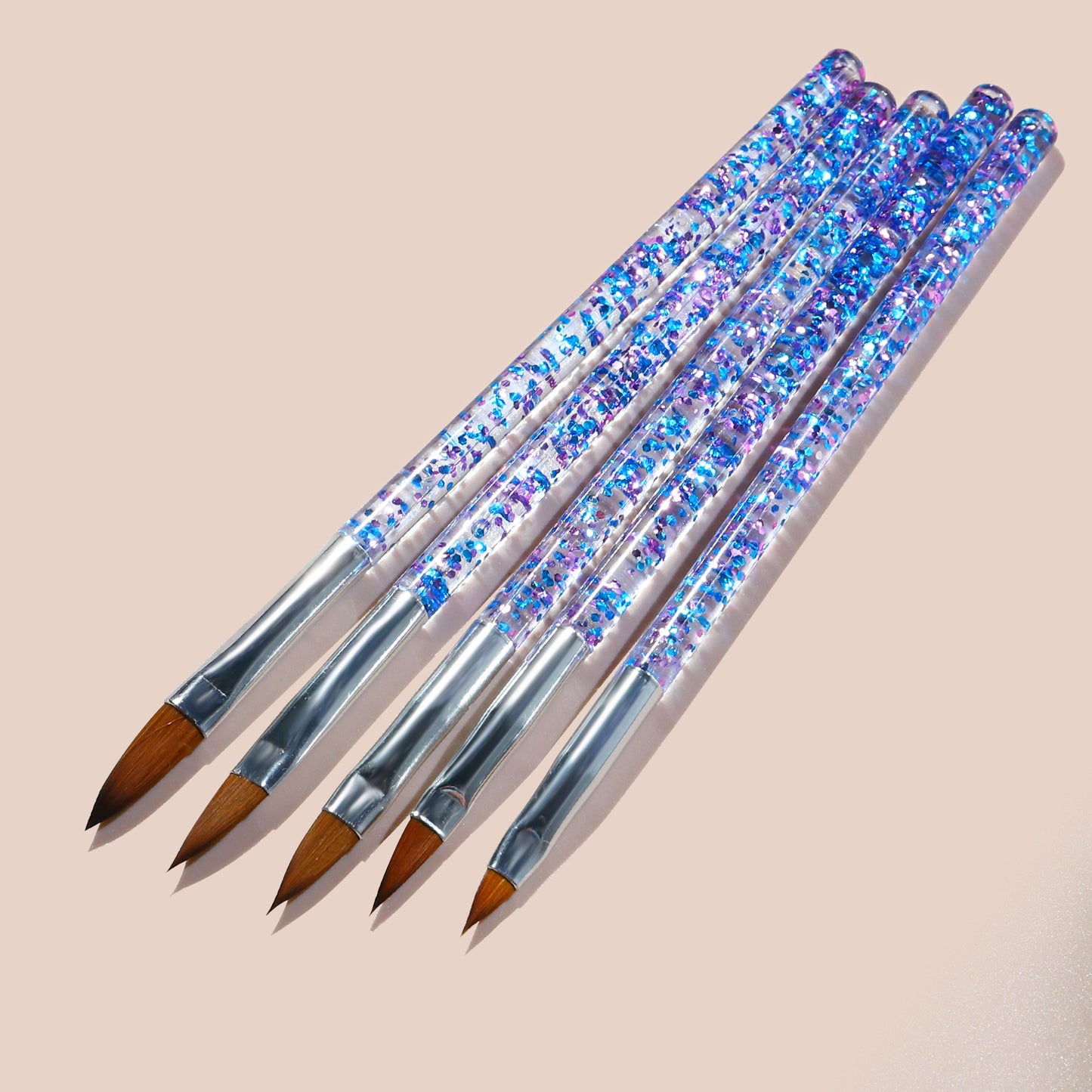 NBR036  Sequin Handle Nail Art Brush Dotting Pen Painting Line UV Gel Polish Design Manicure Accessory Tools