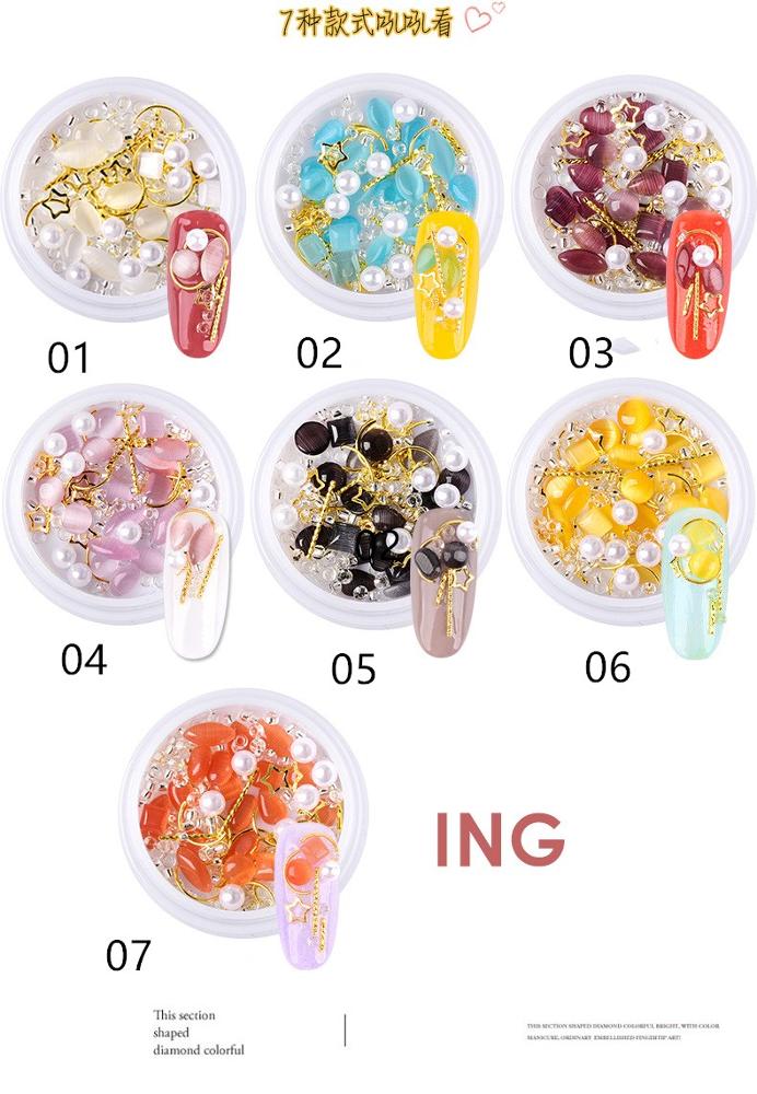 NRD008 Nail Beads Rhinestones Ocean Theme Mixed Colorful Irregular Nail Rivets Jewelry 3D Nail Art Decoration Accessories