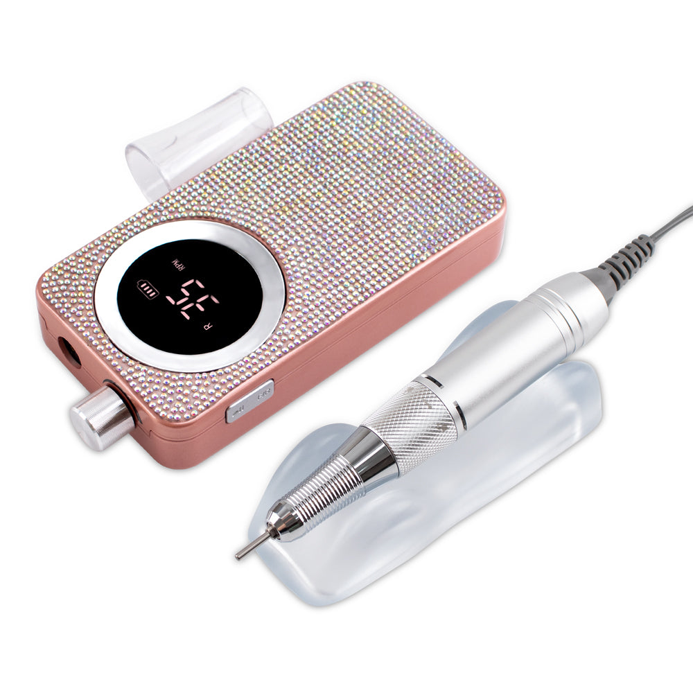 FNDM050  New Beautiful Shiny Rhinestones Nail Drill Efile Machine in Cordless Rechargeable 35000 RPM with Private Logo