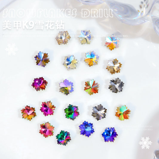 NZJ032  K9 snowflake point bottom nail enhancement diamond luxury glass crystal shaped diamond DIY nail jewelry wholesale