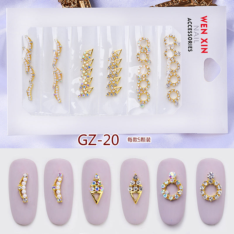 NRS007  ForLife 6 Grid Pack Flatback Nail Art Crystal Rhinestones Zircon Decorations 3d Alloy Retro Nail Accessories DIY tools