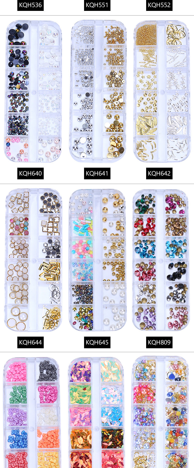 NRS021  ForLife Mixed nail art decals diamond jewelry crystal nails art rhinestone designs 3d shinny nail decorations