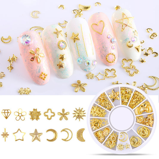 NRD003 3d Ocean Nail Art Studs Gold Charms Summer Sea Metal Alloy Rivets Shell Star Starfish Hollow Star decoration nails